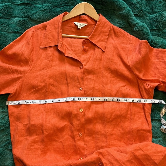 Ecru Anthropologie 100% Linen Orange Tunic Blouse Button Down XL - Picture 9 of 10